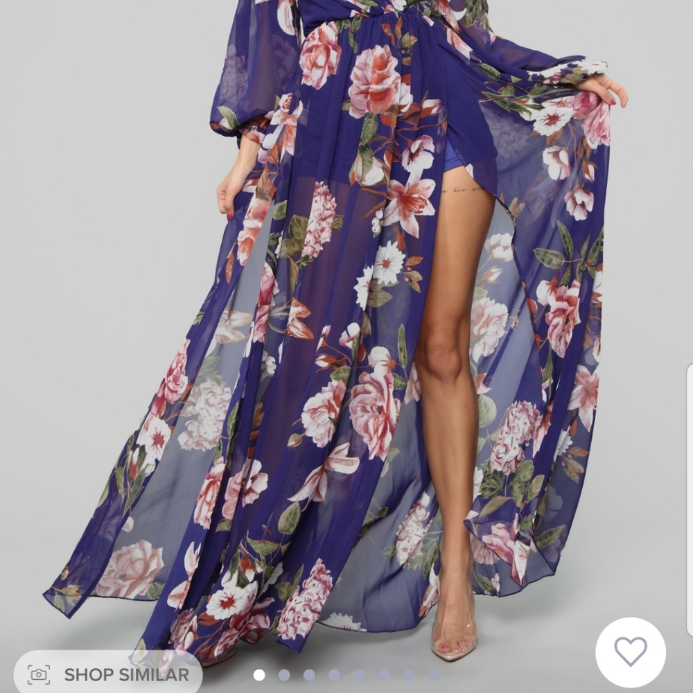Fashin Nova blue floral dress size L